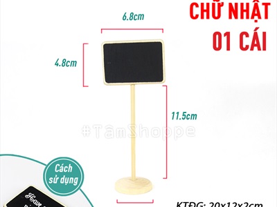 Standee bảng đen viết phấn để bàn đế tròn chân cao 3 kiểu [Tháo lắp - cao 20cm] BANGDEN-09